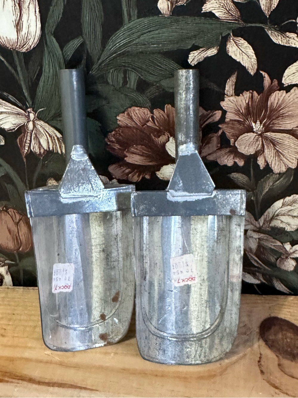 Antique Tin Metal Grain Scoops Made In Mexico Set Of Two